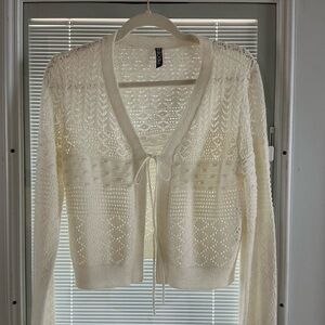 Pieces Cream Lace Knit Sweater